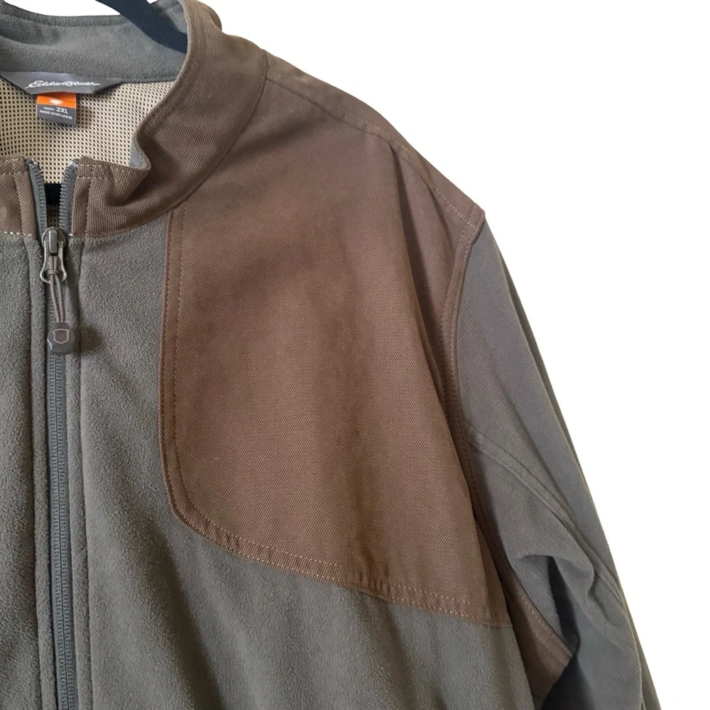 Eddie Bauer Sport Shop Fleece Jacket Mens Taupe Brown Full Zip Hunting SZ 2XL